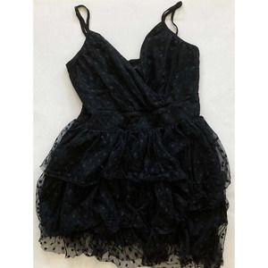 Abercrombie & Fitch Black Polka Dot Tiered Mini Dress